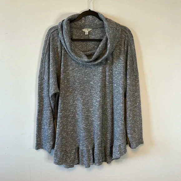 Terra & Sky cowl neck, gray long sleeve sweater size 2X (20W-22W) - Picture 1 of 6
